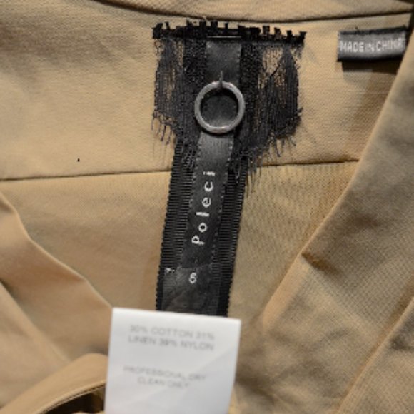 Vintage Tan Twill Asymmetric Pleat Sheath Dress - Picture 7 of 7